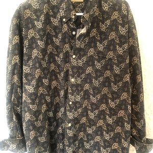 Men's leaf pattern button down dress shirt - XXL